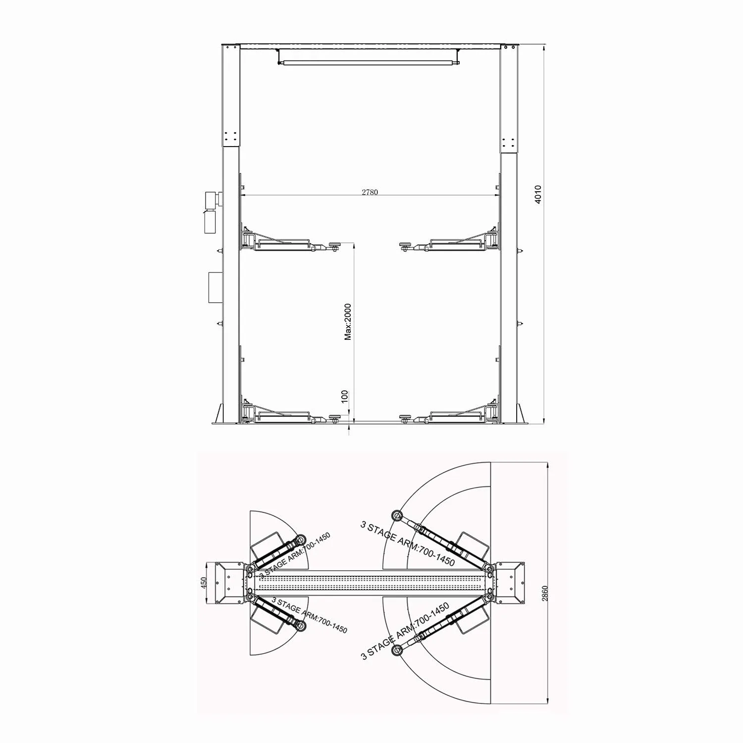 TechLift T5e 2-søyler løftebukk