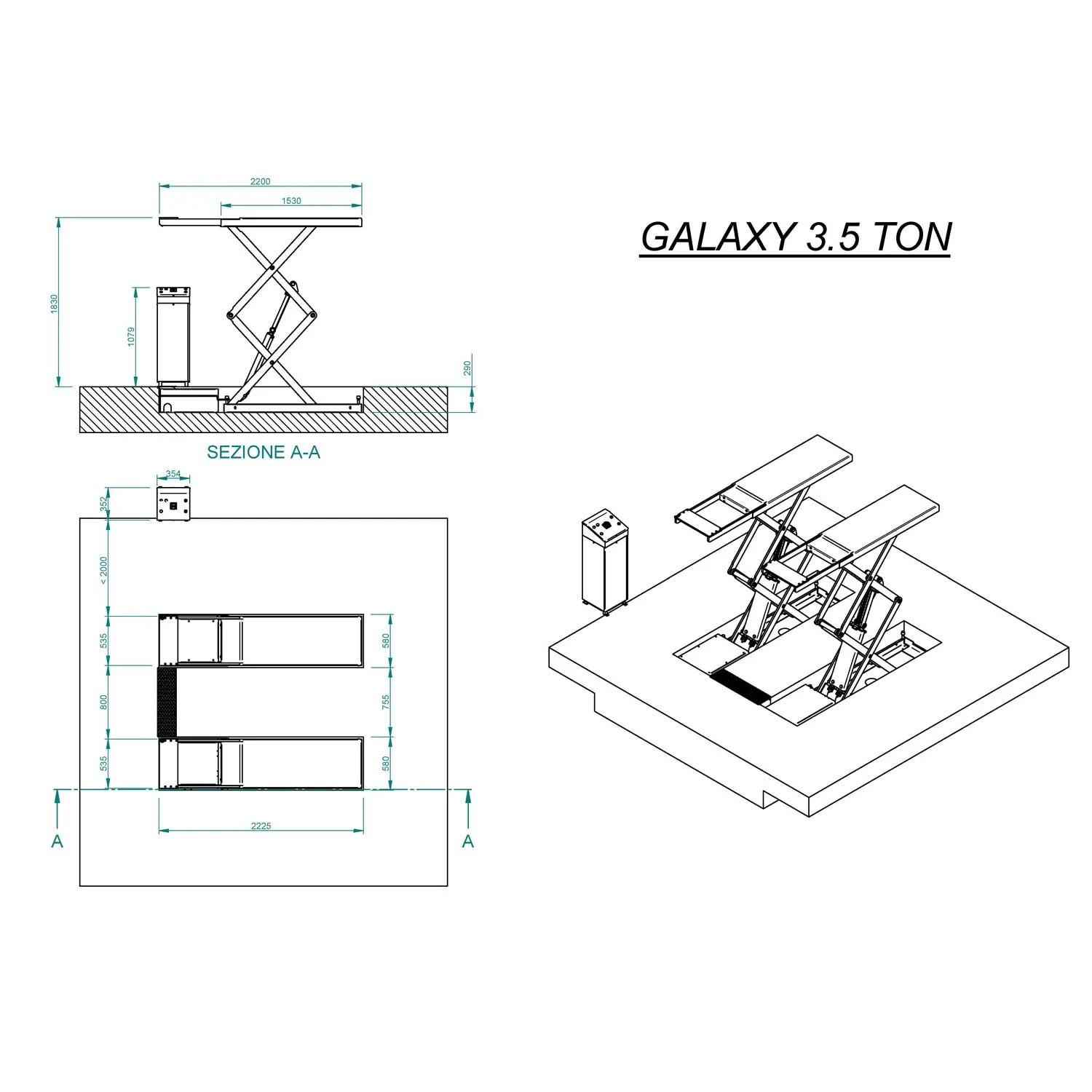 Galaxy sakseløfter for nedfelling fra proffserien WorldLifts. Designet i Italia, fullspekket med smarte funksjoner og komponenter av topp kvalitet for å gi maks driftssikkerhet.
