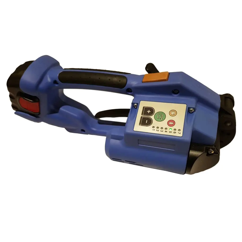 Batteridrevet båndstrammer for 19 mm PET og PP bånd