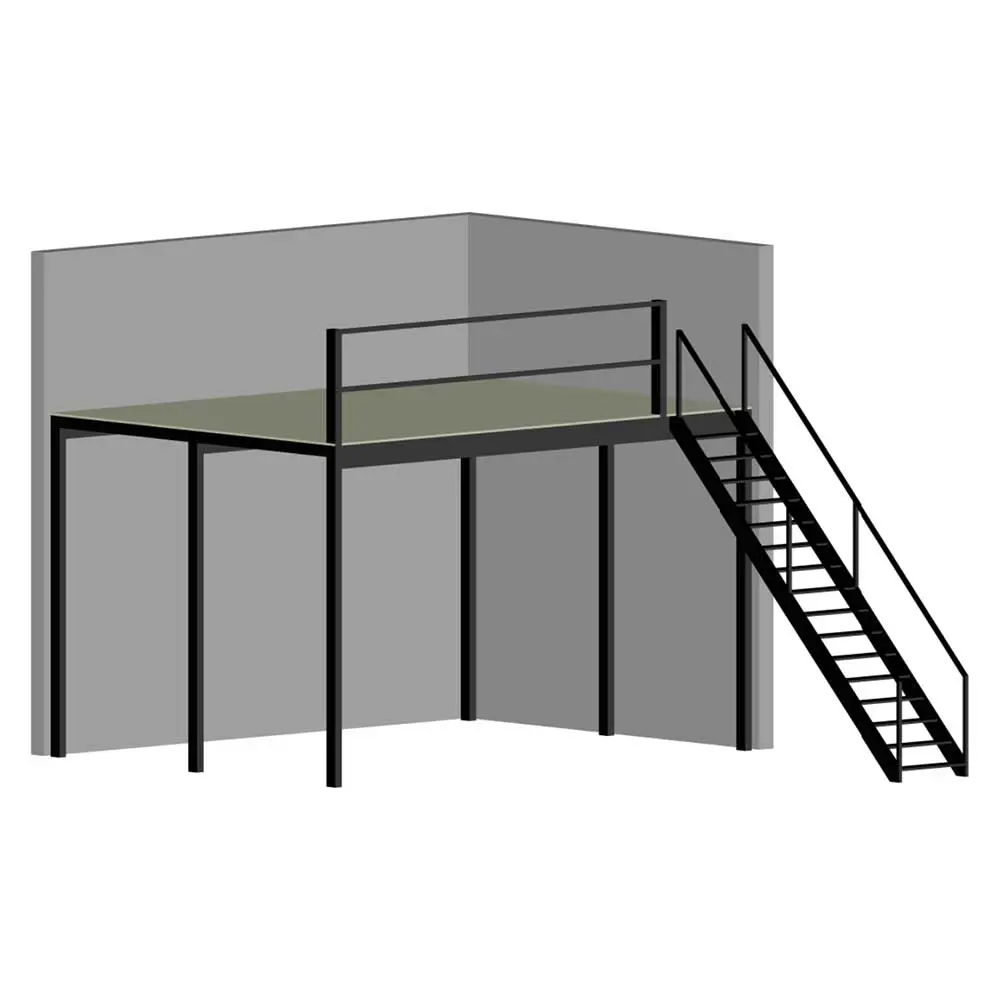 Mesanin til lager 26 m² – Standard lagerplattform med trapp
