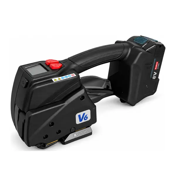 V6 batteridrevet stroppeverktøy for PET og PP 13–16 mm