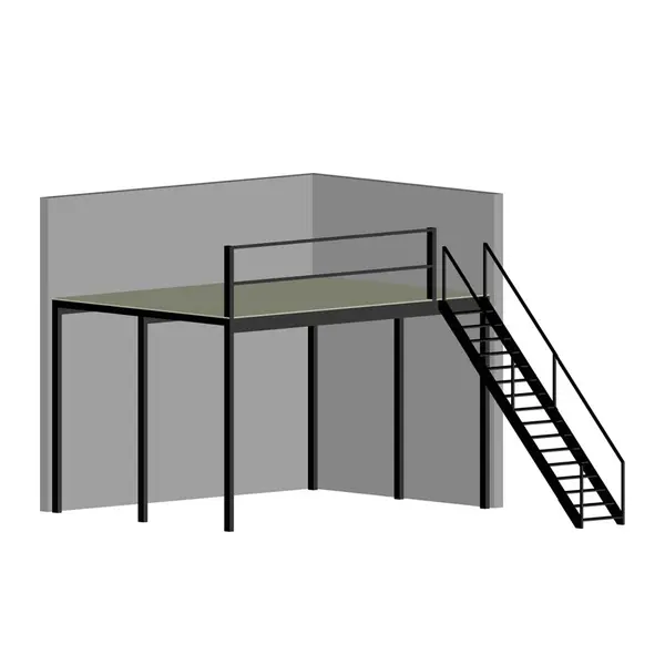 Mesanin til lager 26 m² – Standard lagerplattform med trapp